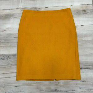 Talbots Soft Wool Rayon blend Weave Pencil Midi Skirt Gold Sz 10 zipper back